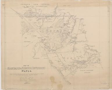 Map of Mambare and Kumusi divisions, Papua / compiled from official maps and reports on Patrols by Magistrates & Patrol Officers - 1st Sept. 1918 and (in Kumusi Division) by T. Miller ; drawn by H.E.C. Robinson Ltd