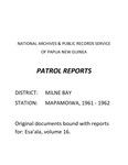 Patrol Reports. Milne Bay District, Mapamoiwa, 1961 - 1962