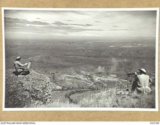 THE SEVENTEEN MILE, PORT MORESBY, NEW GUINEA. 1943-07-03. VIEW FROM HOMBROM'S BLUFF WITH THE 2/9TH AUSTRALIAN GENERAL HOSPITAL IN THE FOREGROUND