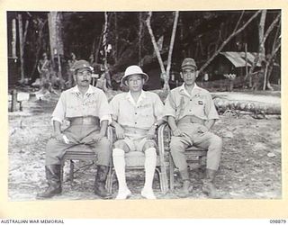 SAMANSO ISLAND, SOLOMON ISLANDS. 1945-11-13. JAPANESE ADMIRALS ON SAMANSO ISLAND. HIGH RANKING JAPANESE OFFICERS WERE DETAILED IN A CONCENTRATION AREA ON THE ISLAND AFTER THE SURRENDER. IDENTIFIED ..