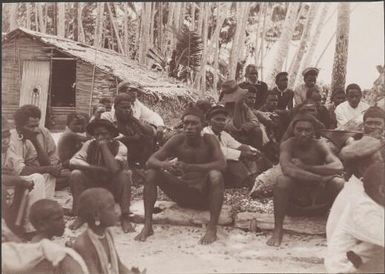 Villagers listening to addresses at the church congress, Honggo, Solomon Islands, 1906 / J.W. Beattie