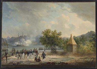 Inauguration du monument eleve par l'Astrolabe a La Perouse a Vanikoro, 14th March, 1828