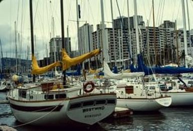 [Boats Along Honolulu Harbor]