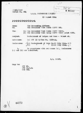 USS MACDONOUGH - Report of Bombardments of Guam Island, Marianas, 7/14-16/44 and 7/19-20/44