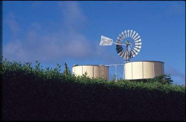 Large silos and windmill