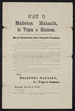 O'au o Malietoa Mataafa, le Tupu o Samoa