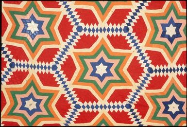 Tivaevae taorei by Mareta Matamua (detail: multicoloured stars)