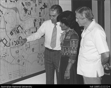 Mr Lindsay Miller (Administrative Officer of the Admissions Section of Student Administration), Mrs Annie Meredith (Scholarships Officer in the Prime Minister's Department of the Western Samoan Government) and Mr Clive Johnson (Admissions Officer)