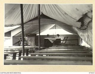 LAE, NEW GUINEA. 1944-05-24. THE INTERIOR OF THE TENT CONVERTED PROTESTANT CHAPEL AT THE 2/7TH GENERAL HOSPITAL