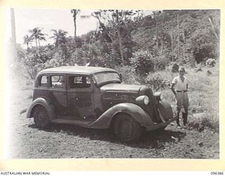 KAIRIRU ISLAND, NEW GUINEA, 1945-09-11. JAPANESE STAFF CAR BELONGING TO REAR-ADMIRAL SATO, COMMANDER OF THE JAPANESE FORCE ON KAIRIRU AND MUSCHU ISLANDS. FOLLOWING THE SURRENDER OF THE JAPANESE THE ..