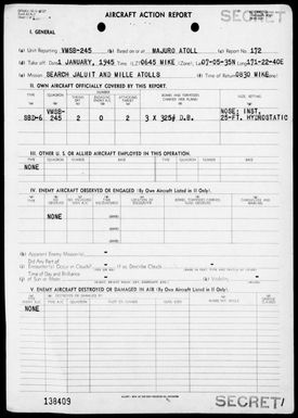 VMSB-245 - ACA Reps Nos 172-185 – Air opers against the Marshall Islands, 1/1-21/45