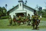 Dancers near church at Butibum village, Lae, [Papua New Guinea, 1963?]