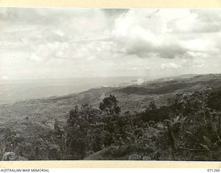 WAREO AREA, NEW GUINEA. 1944-03-18. ONE OF TWO PHOTOGRAPHS FORMING A PANORAMA OF THE COAST VIEWED FROM WAREO. (JOINS WITH NO.71265)