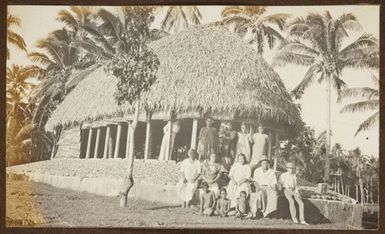 Group outside a fale (house). From the album: Samoa