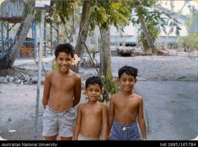 Gilbertese boys at bus stop