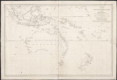 Carte de la Nouvelle Hollande et des archipels : situés au nord et à l'est de cette île / dressée pour servir au voyage de M. D'Entrecasteaux Commandant les Frégates Franc̦oises la Recherche et L'Esperance expediées du port de Brest en 1791, pour à la recherche des Bâtimens aux ordres de M. de la Perouse, dont le sort et ignoré depuis leur départ de Botany-Bay, le 10 Mars 1788