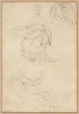 Three pencil sketches, South Sea Islanders, 1773 or 1774 / Hodges, R.A