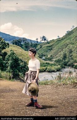 Pat on road to Map, fording Mendi River
