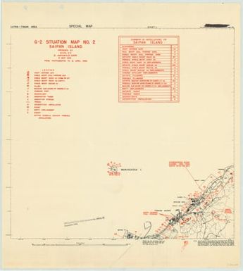 G-2 Situation Map. No 2. Saipan Island. Prepared by AC of S, G-2, V Amphibious Corps, 6 May 1944, from Photographs to 18 April 1944.