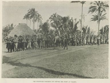 The friendlies marching out before the fight at Vailima