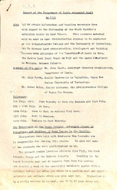 Report of visit to Fiji by John Yauwi, Alan Frith and Peter Eaton