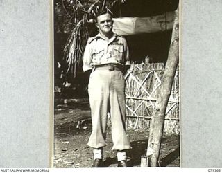 KILIGIA, NEW GUINEA. 1944-03-16. GOC 5TH DIVISION, VX27 MAJOR- GENERAL A.H. RAMSAY, CBE, DSO, ED, (1), AT HEADQUARTERS, 5TH DIVISION