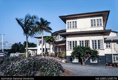 Fiji - white and black wooden building, public bar