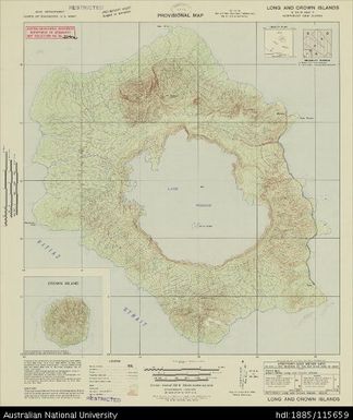 Papua New Guinea, Northeast New Guinea, Long and Crown Islands, Provisional map, Sheet B55/6 and 7, 1943, 1:63 360