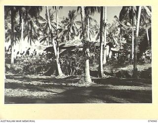 MILILAT, NEW GUINEA. 1944-07-17. THE MILILAT PLANTATION HOUSE WHICH WAS TAKEN OVER BY VX27 MAJOR GENERAL A.H. RAMSAY, CBE, DSO, ED, GENERAL OFFICER COMMANDING, 5TH DIVISION AT HIS HEADQUARTERS