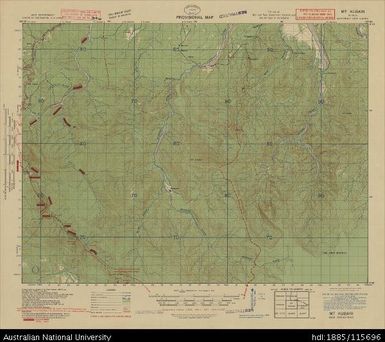 Papua New Guinea, Northeast New Guinea, Mt Kubari - overprint, Provisional map, Sheet B55/6, 3658, 1943, 1:63 360