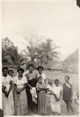 Fijian people, with Arthur Tange at rear of group, Suva, 1941