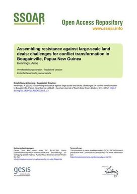 Assembling resistance against large-scale land deals: challenges for conflict transformation in Bougainville, Papua New Guinea