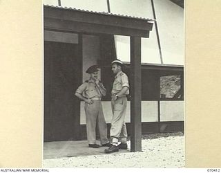 PORT MORESBY, PAPUA, NEW GUINEA, 1944-02-14. THE ENTRANCE TO "9PA" THE FIRST AUSTRALIA-NEW GUINEA STATION OF THE AUSTRALIAN BROADCASTING COMMISSION