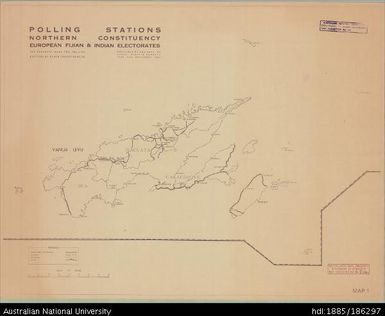 Fiji, Polling Stations Northern Constituency , European, Fijian & Indian Electorates, Administration, Sheet 1, 1962, 1:506 880