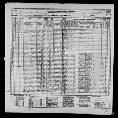 1940 Census Population Schedules - Hawaii - Honolulu County - ED 2-73