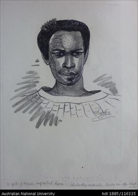 a girl from Kikori [Lina Bebe], Gulf District, Papua - scholarship candidate, Goroka Gov. High School N.G