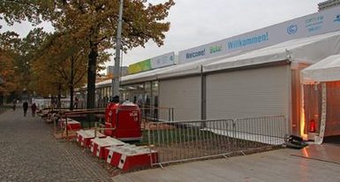 ["COP23 UN Climate Change Conference in Bonn – Helicopter above Conference Centre"]