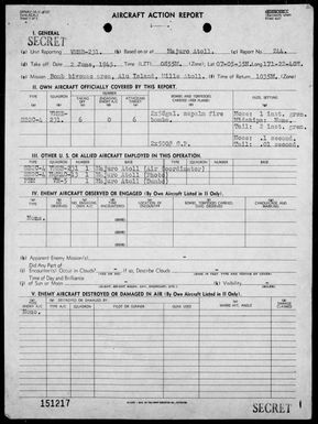 VMSB-231 - ACA Reports Nos. 244, 246-249 & 251 - Air operations against the Marshall Islands, 6/2-19/45