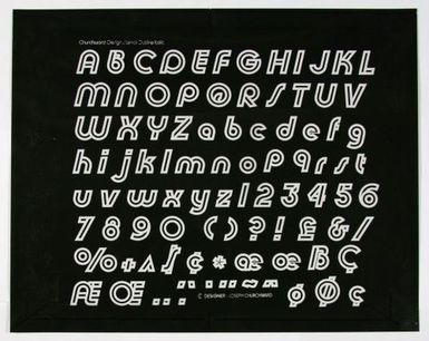 Churchward Design Stencil Outline Italic Print Negative