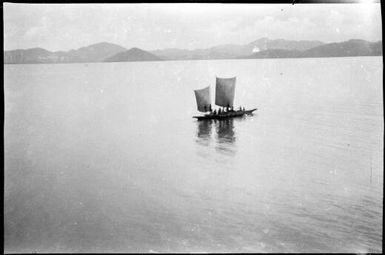 Canoe with two sails, Lorengau, Manus Island, New Guinea, 1935 / Sarah Chinnery