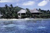 French Polynesia, buildings on shore of Bora Bora