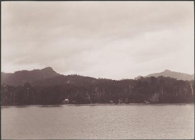 Mission station at Maravovo, viewed from the anchorage, Guadalcanar, Solomon Islands, 1906 / J.W. Beattie