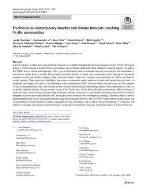 Traditional or comtemporary weather and climate forecasts: reaching Pacific communities