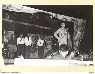 BOUGAINVILLE ISLAND. 1945-01-27. VX13 LIEUTENANT GENERAL S G SAVIGE, CB, CBE, DSO, MC, ED, GENERAL OFFICER COMMANDING, 2ND AUSTRALIAN CORPS THANKING MEMBERS OF THE 58/59TH INFANTRY BATTALION ..