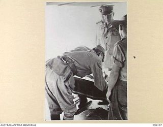 KAIRIRU ISLAND, NEW GUINEA. 1945-09-10. JAPANESE GARRISON FORCES ON KAIRIRU AND MUSCHU ISLANDS, COMMANDED BY REAR-ADMIRAL S. SATO, FORMALLY SURRENDERED TO MAJOR GENERAL H.C.H. ROBERTSON, GENERAL ..