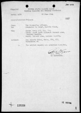 VB-142 - ACA Reps Nos 065A, 066A & 072-073-Air opers against Nauru & Ocean Islands, 6/7-14/44