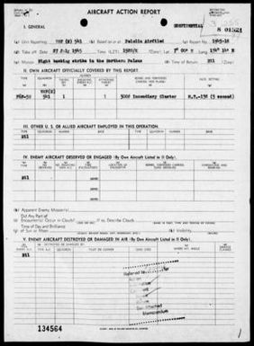 VMF(N)-541 - ACA Rep #18-Bombing targets of oppurtunity in the Palau Islands on 7/27/45