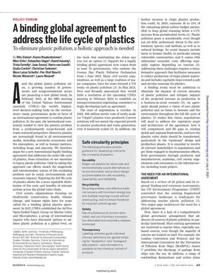 A binding global agreement to address the life cycle of plastics