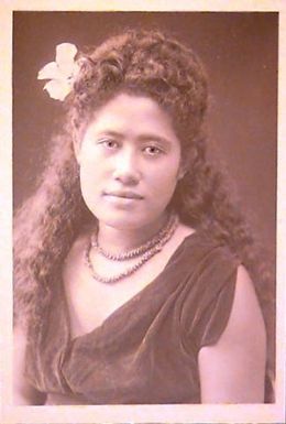 Samoan woman in velvet dress