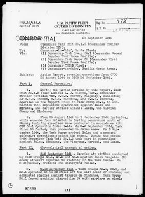 COMTASK-UNIT 38.1.2 - Rep of Ops Against the Palau Is, Halmaheras & Philippine Is, 8/29/44 - 9/24/44